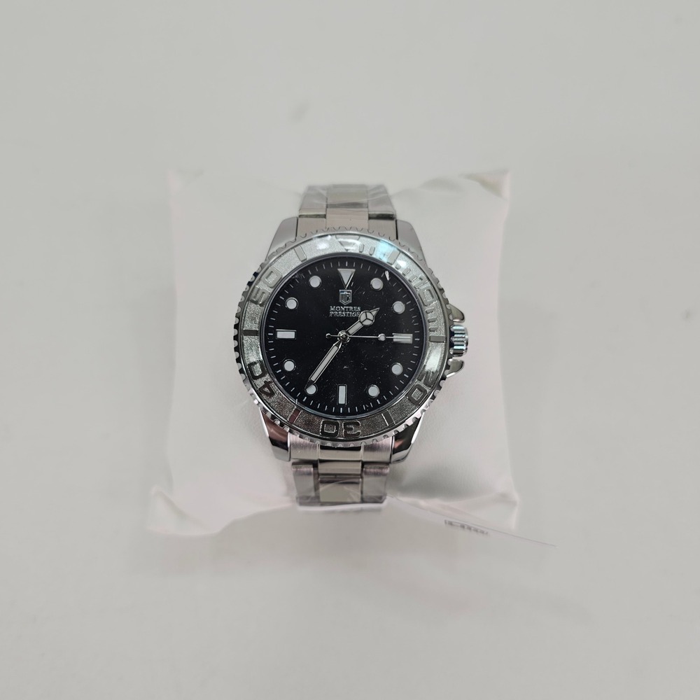 Streetwear Montres‎ Prestige Watch Mens OS Silver Black Diver Style MPW-0267
